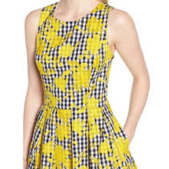 1901 Nordstrom Sundress Dress Black White Gingham Yellow Embroidered 8 Petite - Picture 12 of 12